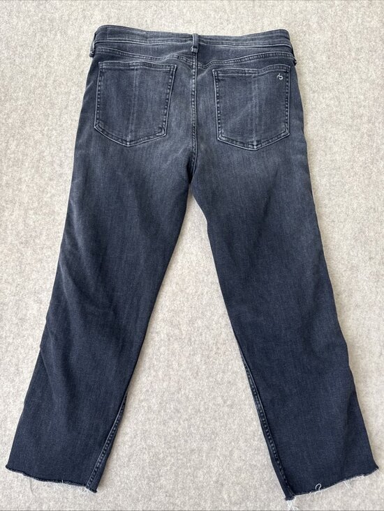 Rag Bone Cate Flare Jeans Womens 29 Charcoal Stripe Mid Rise Ankle Cropped Raw - Picture 13 of 16